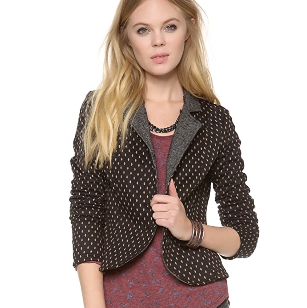 FREE PEOPLE  Black gold Cropped Jacket